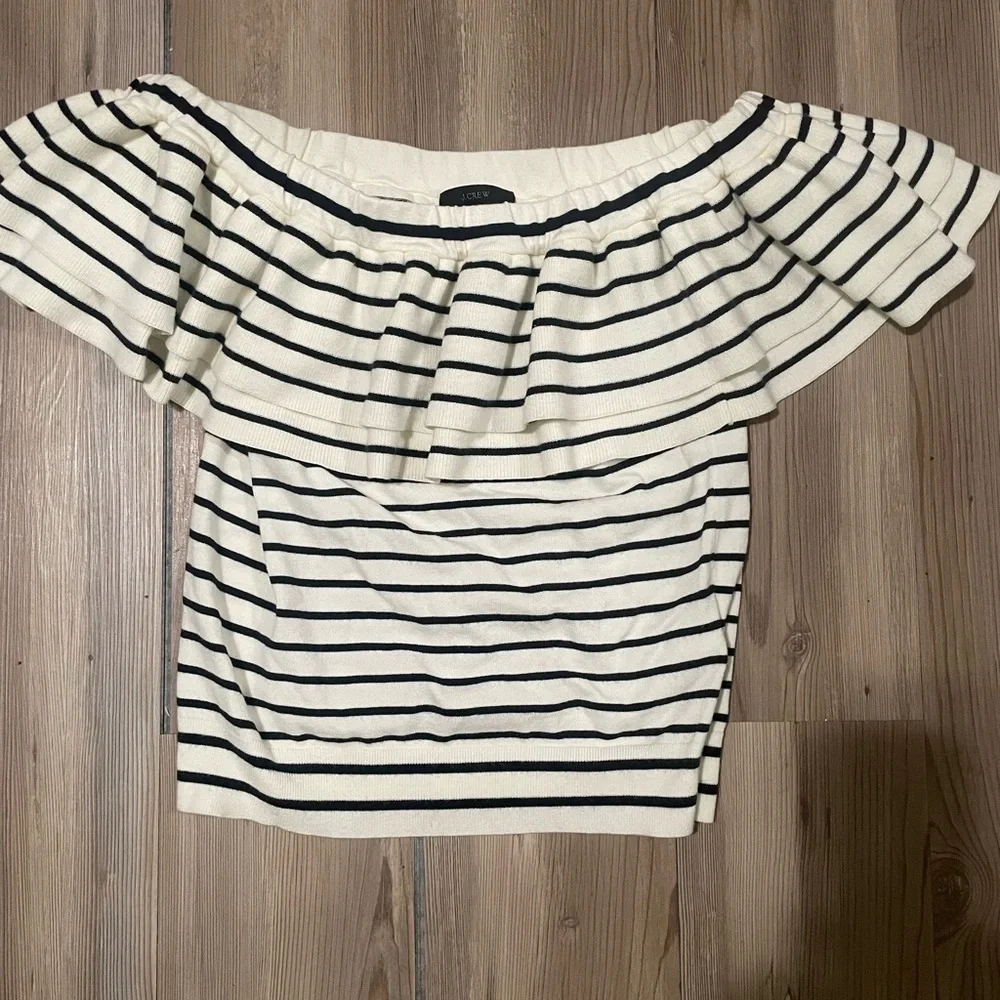 J. Crew Navy Striped Knit Top
